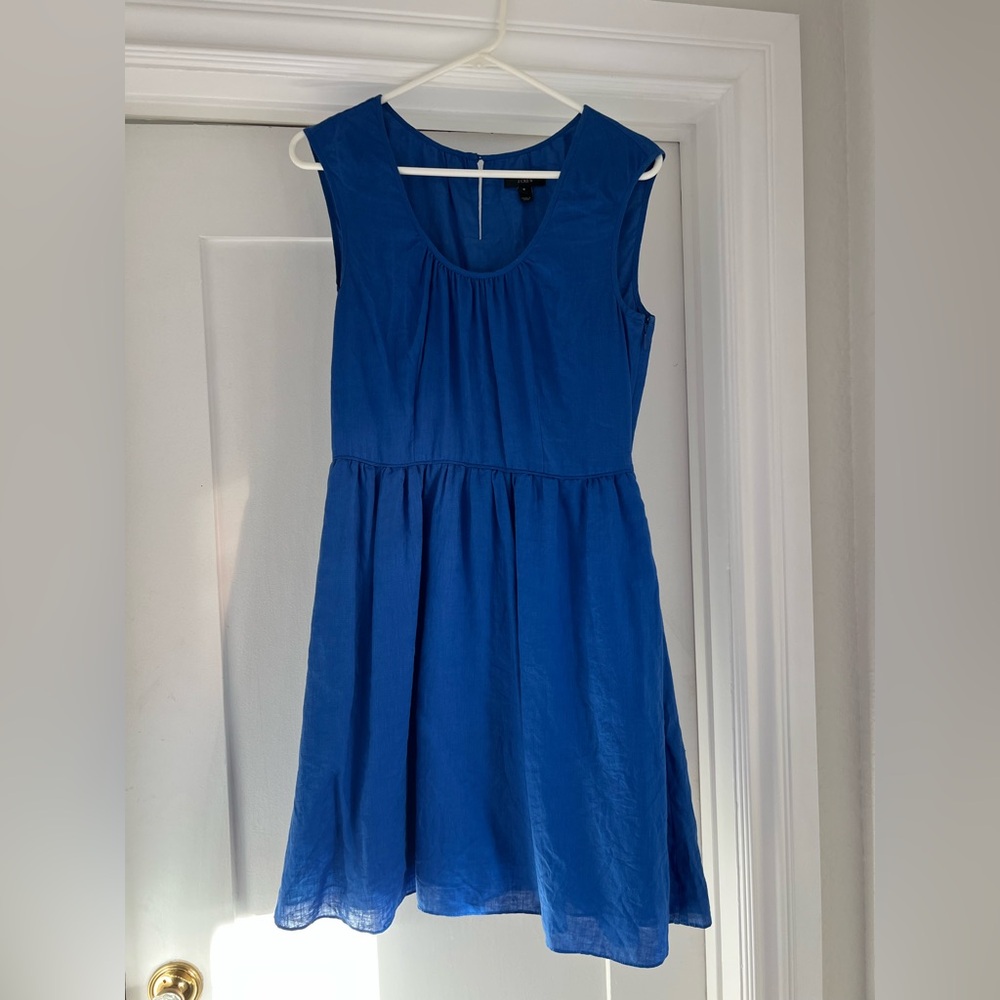 J. Crew linen Midi Dress in blue